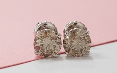 14 kt. White gold - Earrings - 1.50 ct Diamond