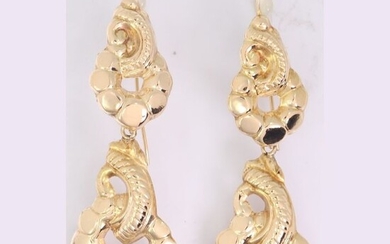 14 kt. Yellow gold - Earrings, Long hanging, Antique Victorian, Anno 1880 - NO RESERVE PRICE