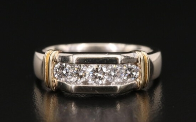 14K 0.90 CTW Diamond Two-Tone Geometric Ring