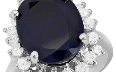 14k White Gold 7.60ct Sapphire 1.01ct Diamond Ring