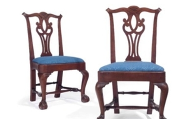 THE JOHN TOWNSEND PAIR OF CHIPPENDALE CARVED MAHOGANY SIDE CHAIRS, ATTRIBUTED TO JOHN TOWNSEND (1733-1809), NEWPORT, 1760-1790