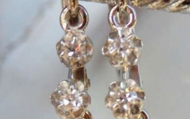 18 kt. Gold, Platinum - Earrings Diamond - Diamonds