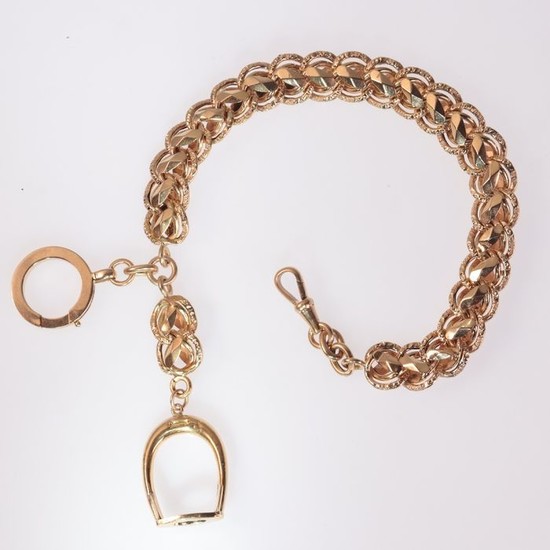 18 kt. Pink gold - Bracelet, Real Antique Victorian Bracelet with Stirrup Pendant - Anno 1880