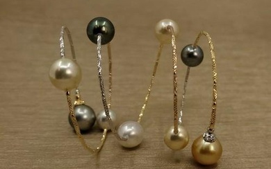 18 kt. Tricolour Gold - 10x11mm Tahitian and South Sea Pearls - Bracelet