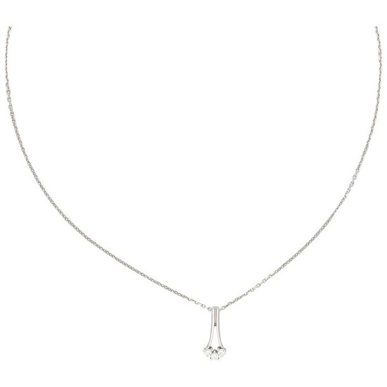 18 kt. White gold - Necklace with pendant - 0.05 ct Diamond
