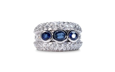 18 kt. White gold - Ring - 1.70 ct Sapphire