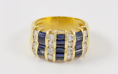 18 kt. White gold - Ring Diamonds - Sapphires