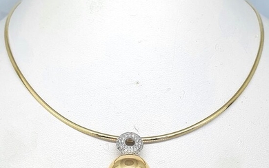 18 kt. White gold, Yellow gold - Necklace with pendant - 0.28 ct Diamond
