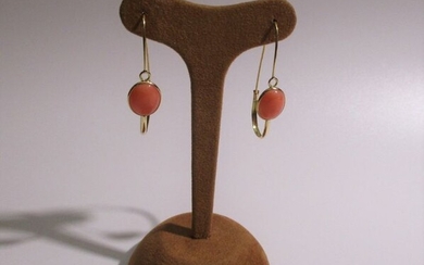 18 kt. Yellow gold - Earrings Pink coral