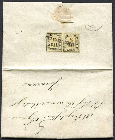 1859, Romagne, lettera da Codigoro per Ferrara del 15 dicembre 1859