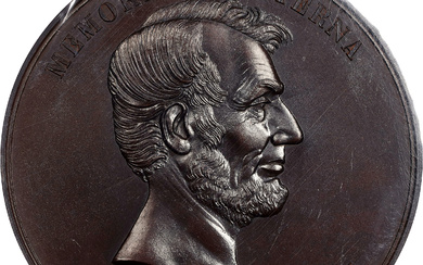 1865 Abraham Lincoln North Western Sanitary Fair Medal. Cunningham 21-010Cbz, King-501, Julian CM-45. Bronze. Specimen-64 (PCGS).