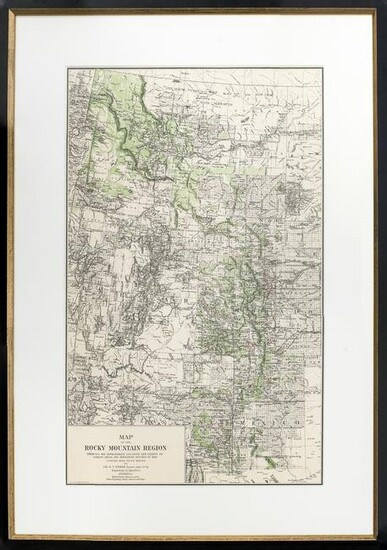 1885 Rocky Mountains Map Lithograph