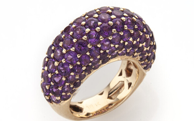 18K yellow gold and amethyst ring
