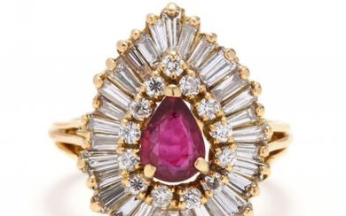 18KT Gold, Ruby, and Diamond Ring