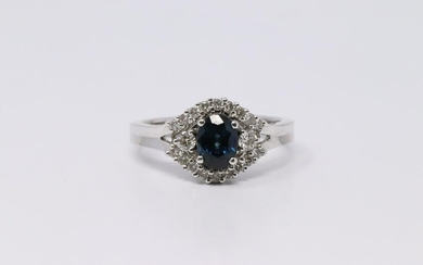 18Kt White Gold Sapphire/ Diamond Ring.