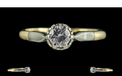 18ct Gold Good Quality Single Stone Diamond Set Ring, marked...