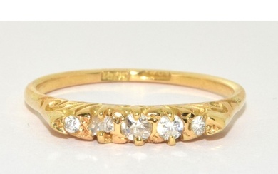 18ct gold antique set 5 stone ladies diamond ring 3g size N