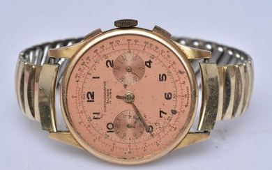 18k Gold Suisse Chronographe Gent's Wrist Watch