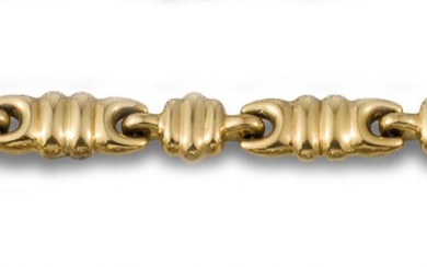 18kt yellow gold bracelet with calibrated synthetic sapphires