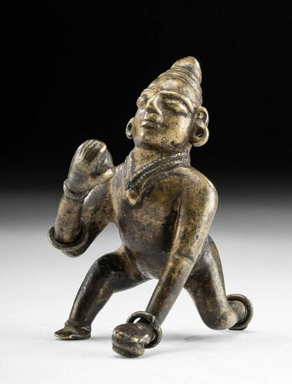 18th C. Indian Copper Kneeling Krishna