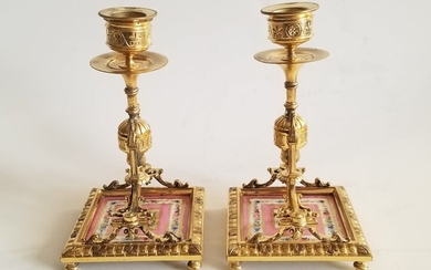 19C French Porcelain Sevres Candle Holders