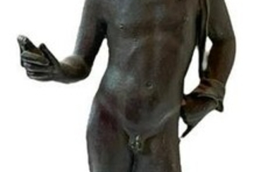 19th C Narcissus Bronze Figural Man Sculpture