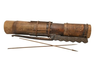 19th Century Palawan Bamboo Dart Quiver and Two Darts.