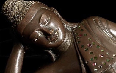 19thC Burmese Mandalay Style Solid-Cast Buddha.