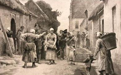 19thc French Photogravure, The Arrest In Picardie
