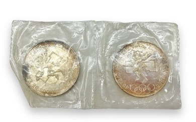 2 Mexico Commemorative Olympic Silver 25 Pesos Coins