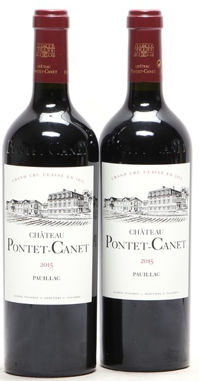 2 bts. Château Pontet Canet, Pauillac. 5. Cru Classé 2015 A (hf/in).
