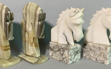 2 pairs of stone horse bookends