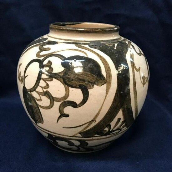 20thc Japanese Black & White Vase