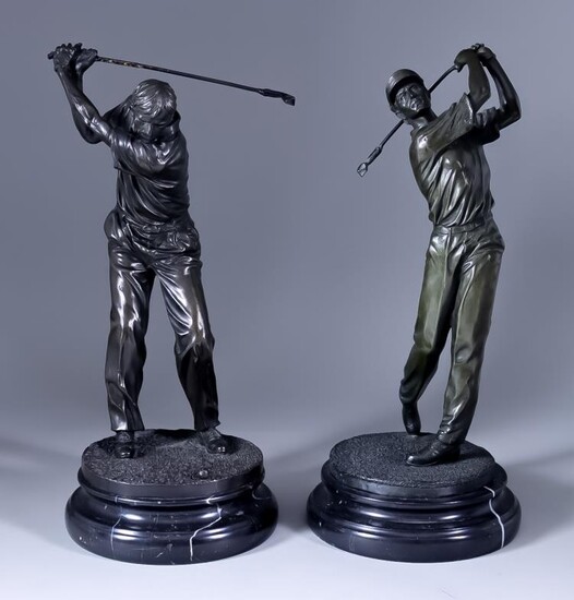 21st Century School - Pair of bronze models of...