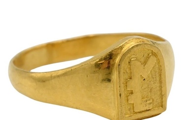 22-24K Yellow Gold Ring with Monogrammed Letter