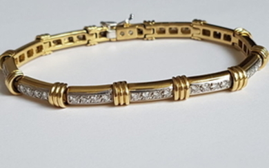 18 kt. White gold, Yellow gold - Bracelet Diamond - Diamond