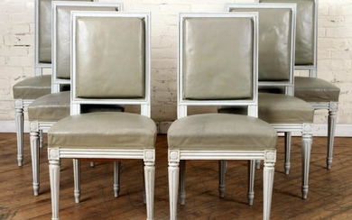 SET 6 DIRECTOIRE STYLE FRENCH DINING CHAIRS C1940