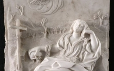 Bas-relief-Maddalena penitent - Carrara Marble Statuary - Second half of the 18th century