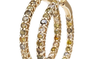 2.80 Cttw Fancy Diamonds - 14 kt. Yellow gold - Earrings - NO RESERVE