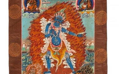 28061: A Himalayan Painted Thangka Depicting Yamantaka