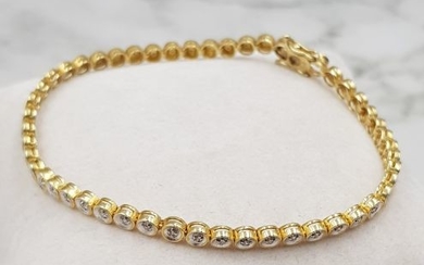 15 kt. Yellow gold - Tennis Bracelet - 585 Yellow Gold - 51 Diamonds, 0.25 ct. - 0.25 ct Diamond
