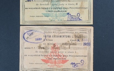 3 כרטיסים של נסיעה ברכבת העירונית בלבוב, 1918 – 1920 – אותו אדם, כפי הנראה יהודי – מעניין ונדיר