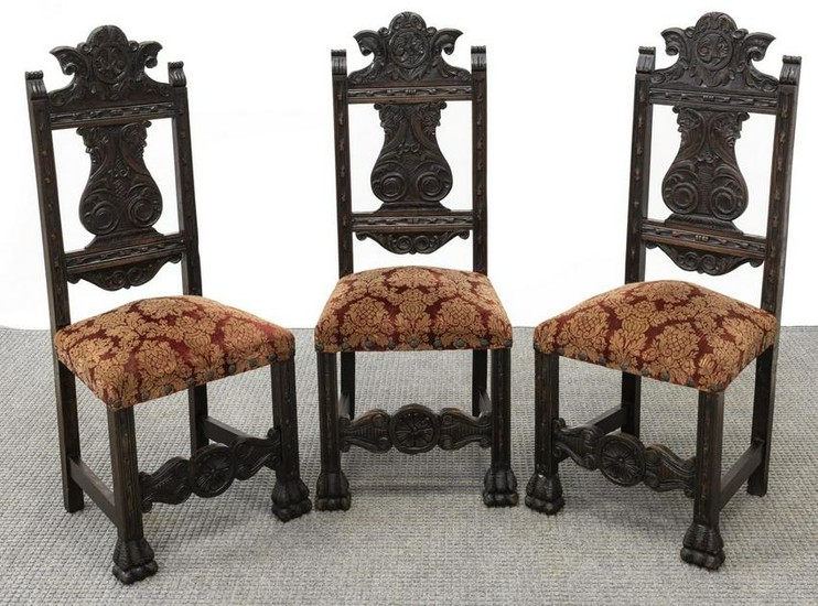 (3) SPANISH RENAISSANCE REVIVAL CARVED SIDE CHAIRS