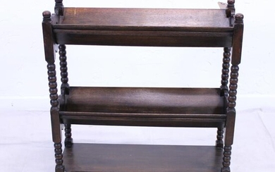 3 Tiered Oak Book Stand With Heart Carving