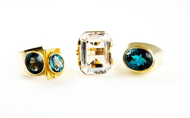 3 rings with colored stones