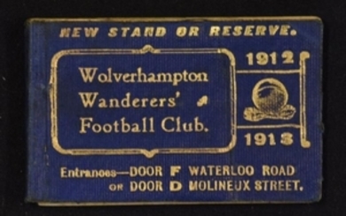 SCARCE 1912 13 WOLVERHAMPTON WANDERERS SEASON TICKET COMPLETE WITH FIXTURE LISTS 4 MATCH TICKETS STILL INTACT INSTRUCTIONS ARE FOR THE TICKETS TO BE TORN
