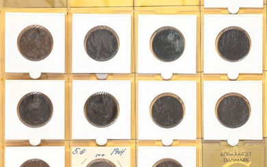 4 albums with collection of Danish coins, incl. 5 øre 1890, 10...