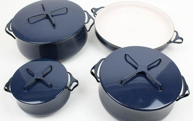 4 pcs. Dansk Kobenstyle Blue Enamel Cookware