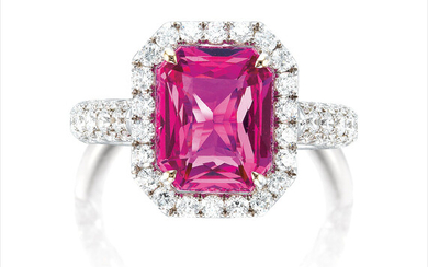 A Pink Sapphire and Diamond Ring