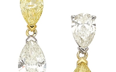 55161: Fancy Yellow Diamond, Diamond, Gold Earrings S